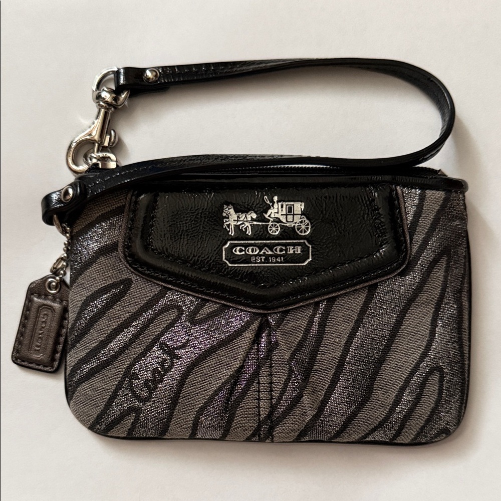 Coach Black and Gray Wristlet Clutch